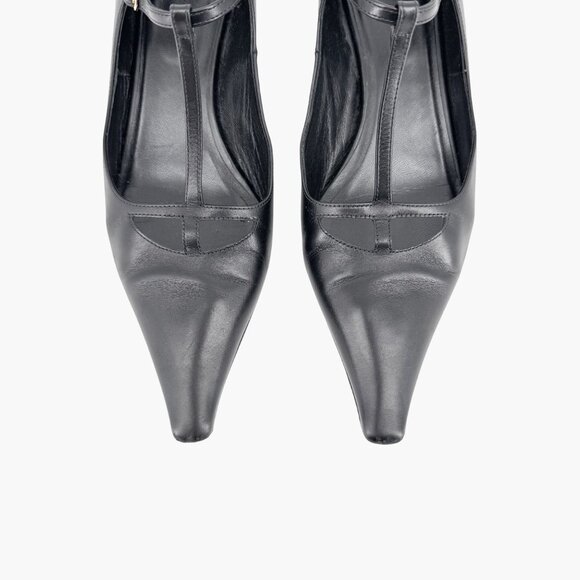 The Row Cyd Mary Jane Kitten Pumps Size 39 US 9 Black Leather Pointed Low Heel - Picture 3 of 16